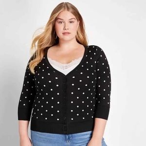 ModCloth Polkadot Cardigan Black White Medium M